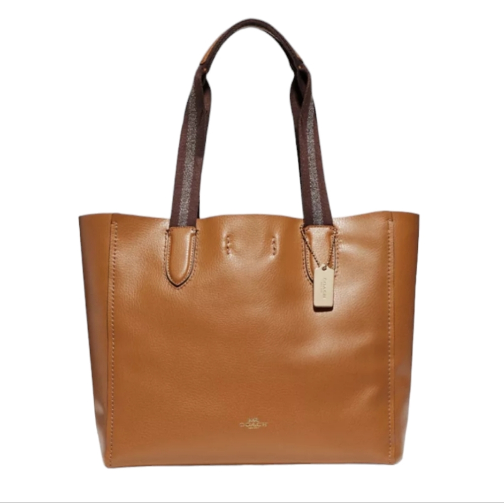Coach Tan Leather Tote with Dark Brown Handles